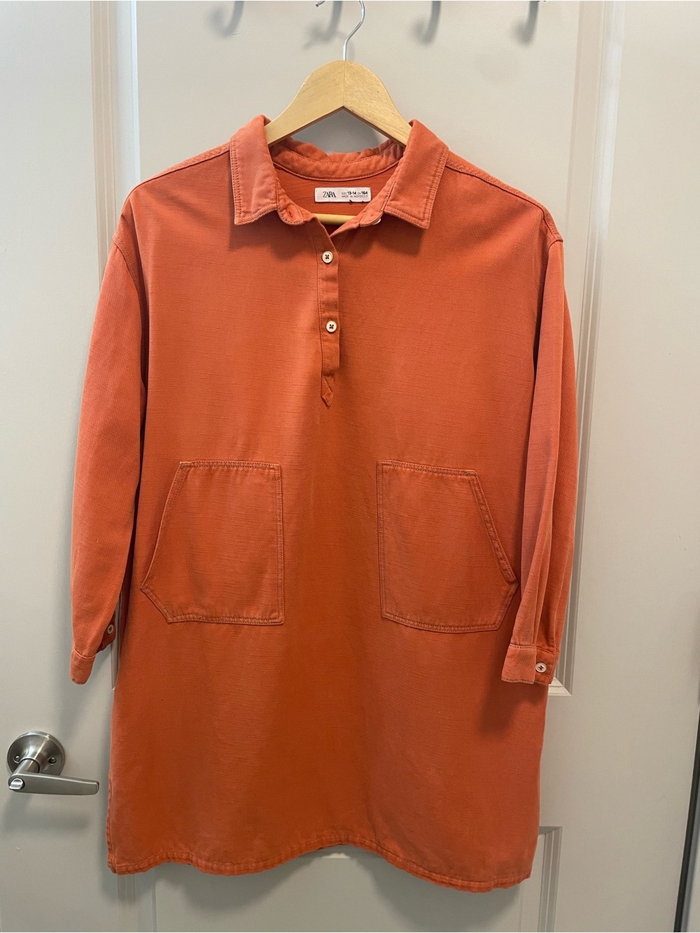 Zara Orange Button-Up Collared Shirt